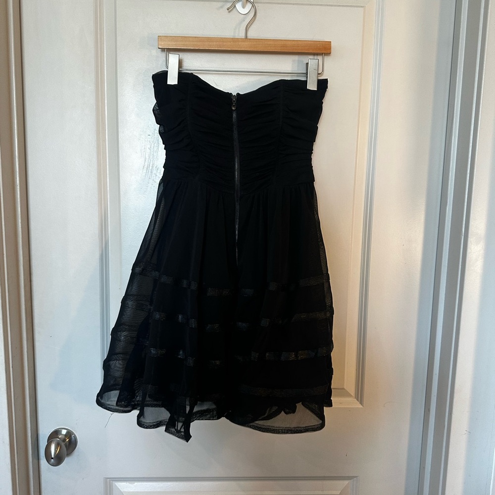 Betsey Johnson VTG Y2K Black Sweetheart Strapless Tulle Fit & Flare Mini Dress,S - Picture 10 of 11